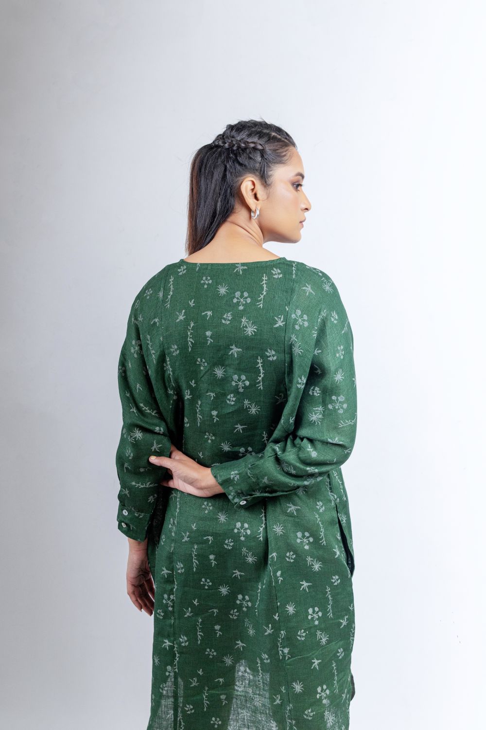 Green Botanical print Dolman Sleeve dress